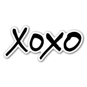 Hand written xoxo sticker.