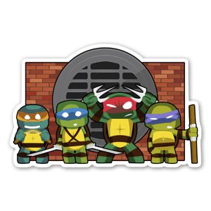 Caricatura di TMNT firmata Squareshop. Questo adesivo vestirà elegantemente il tuo laptop o il tuo frigorifero.