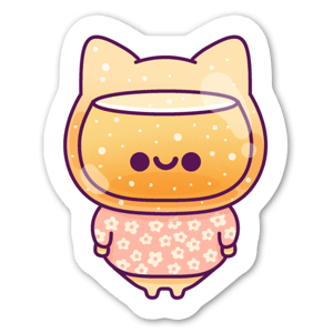 Bubbly Cat in a flower dress - StickerApp