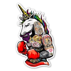 La mia illustrazione personalizzata di un unicorno barbuto e tatuato!

