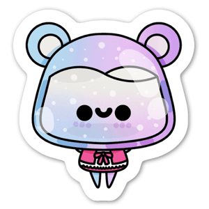 Cute girl bear in purple - stickers