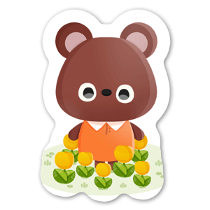 Bear and its garden and flowers - stickers