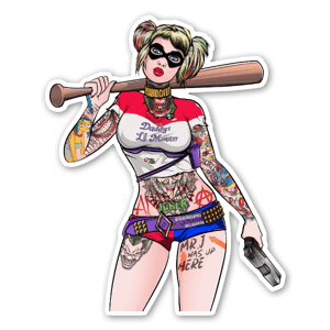 design personalizzato di Harley Quinn completamente tatuato