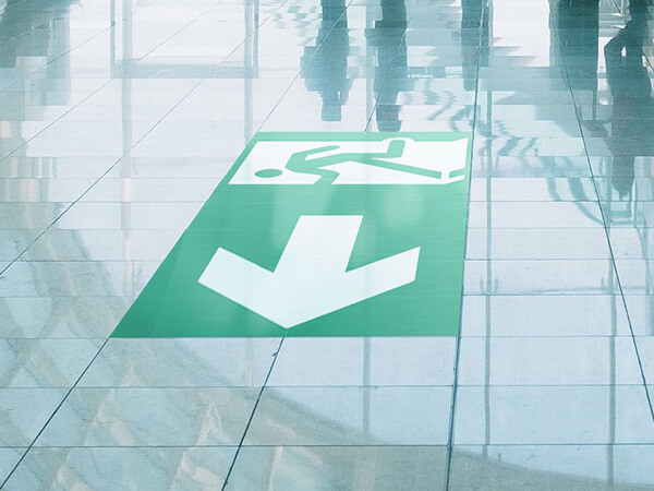 Green emergency exit floor sticker